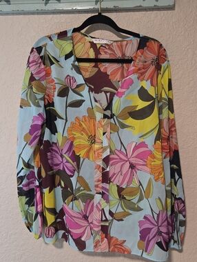 Trina Turk Silk Blend Floral Top